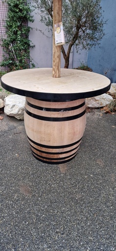 Plateau bois et cerclage métal diam 140 cm